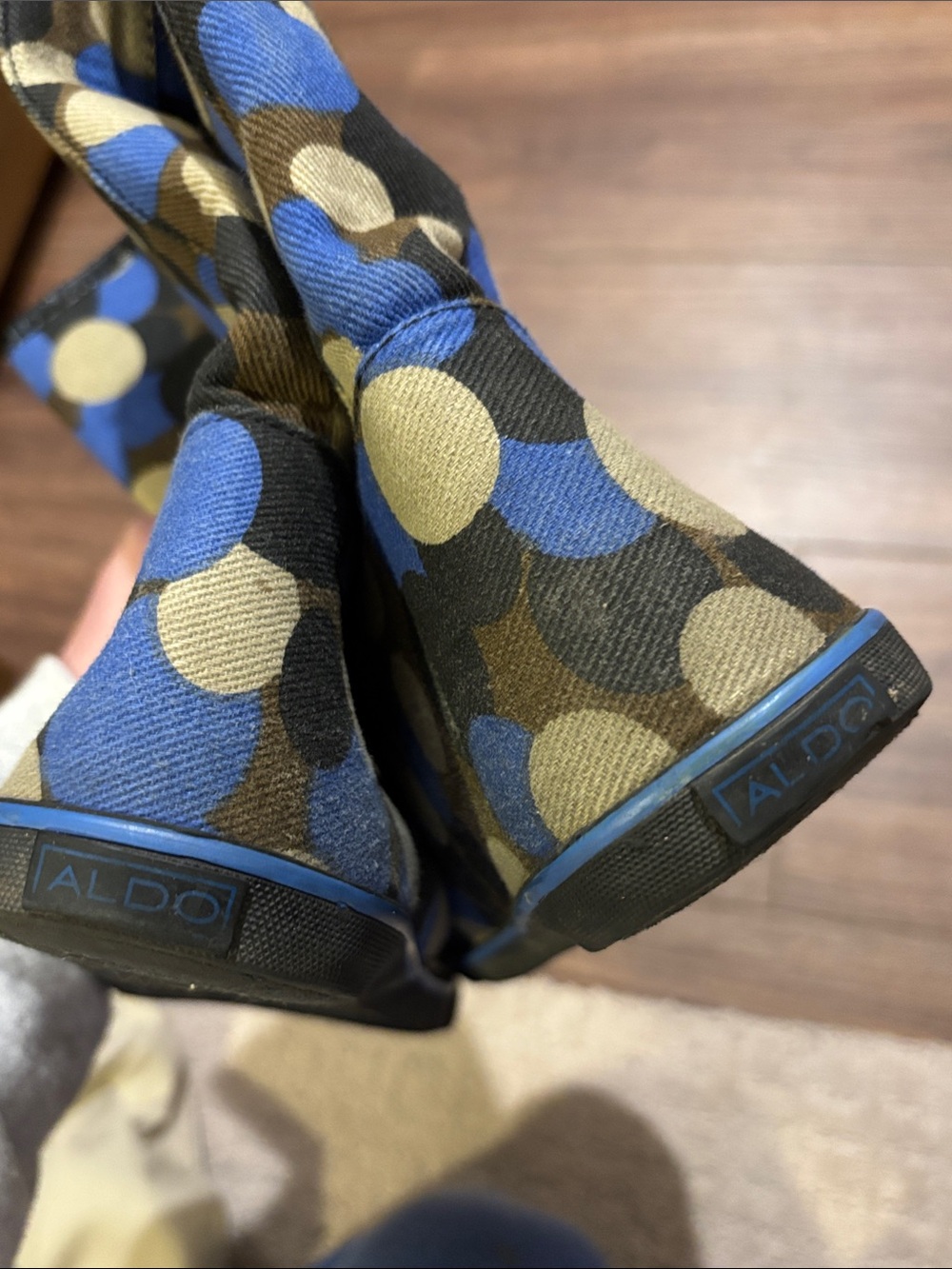 Aldo Blue, Black & Tan Polka Dot Ankle Boot - Picture 7 of 8